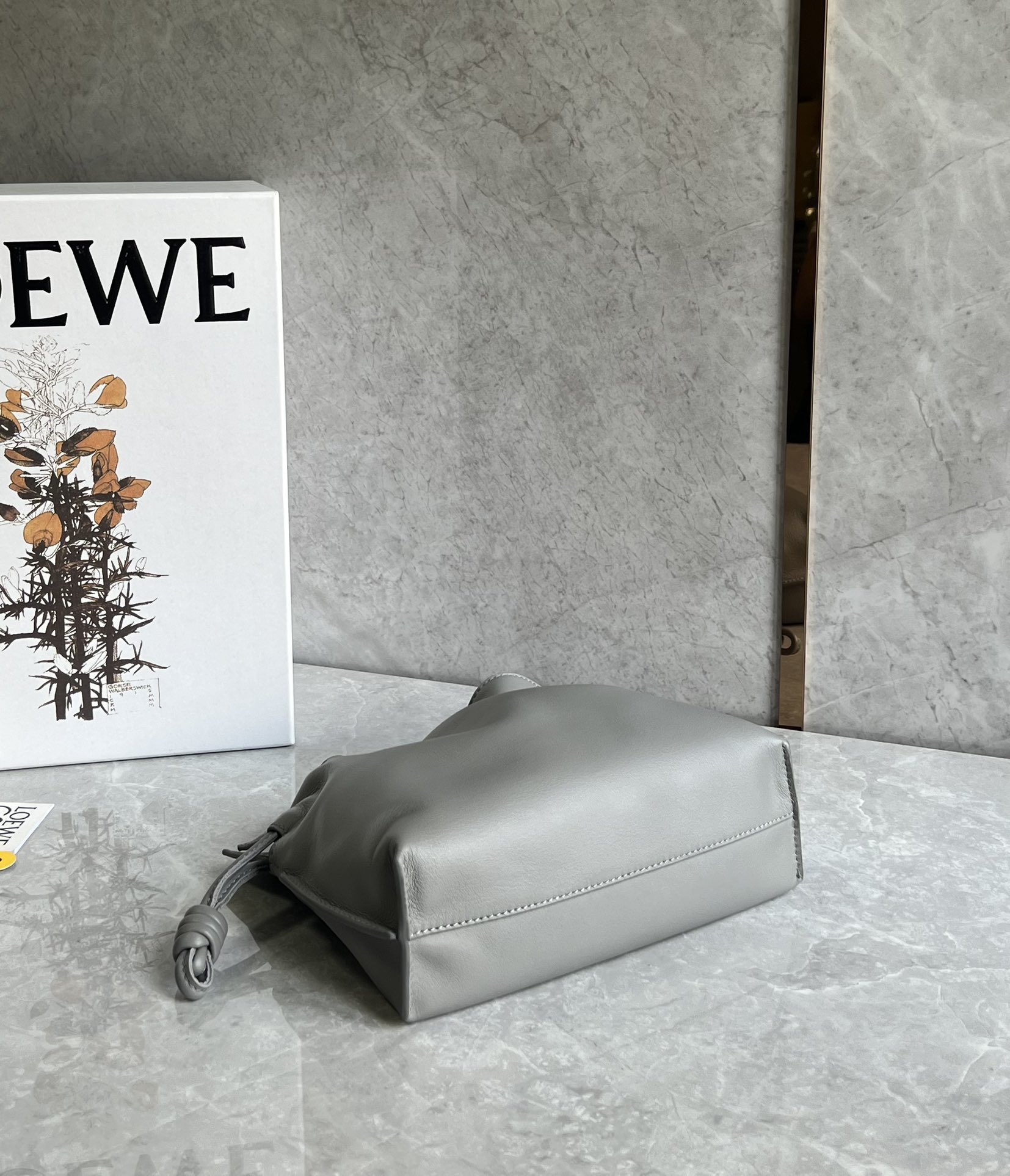 Loewe Mini Flamenco clutch in nappa calfskin Pearl Grey